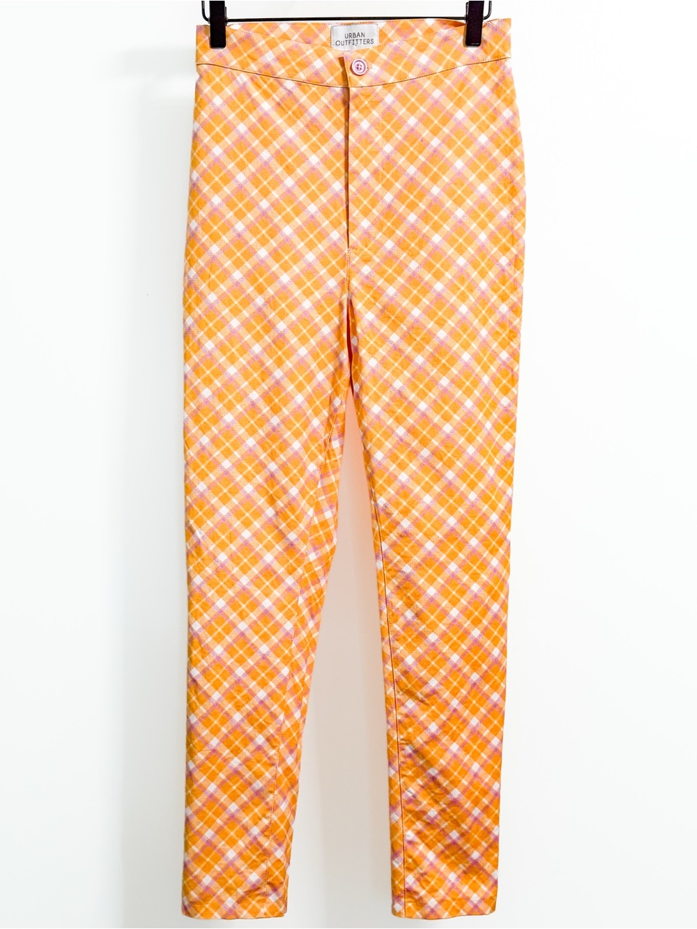 Urban Outfitters Ingrid Plaid Pants Orange Pink US 8 Retro Preppy